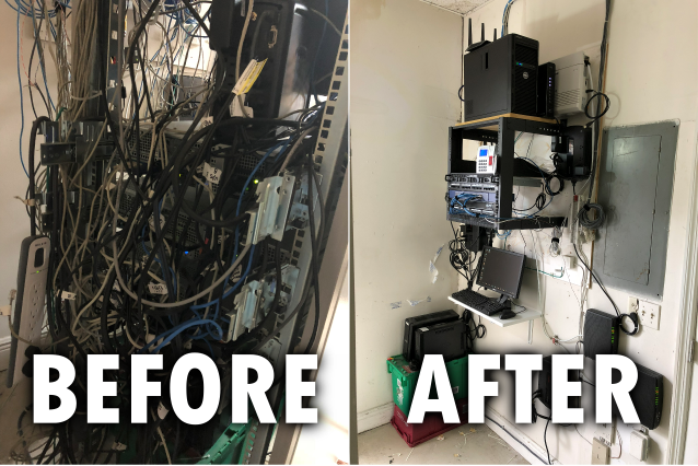Before and after cable management